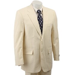FINAL SALE Adolfo Men's Tan/ White Seersucker 2-button Suit