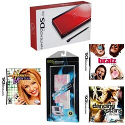 NinDS Lite - Red Nintendo DS Lite with Games and Skin