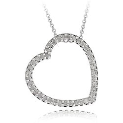 Sterling Silver 1ct TDW Diamond Open-heart Necklace (I-J, I3)