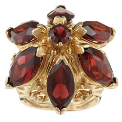 14k Yellow Gold Garnet Giant Cocktail Estate Ring (Size 6)