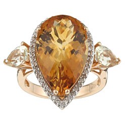 18k Pink Gold Citrine and 3/4ct TDW Diamond Ring (J, SI1) (Size 7)