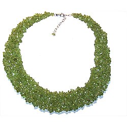 Sterling Silver Peridot 18-inch Cleopatra-style Necklace