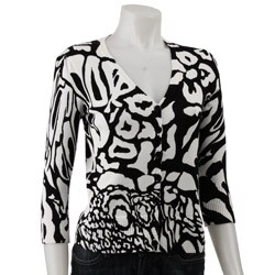 ECI Women's Black/ White Printed Cardigan