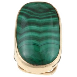 14k Yellow Gold Malachite Estate Cocktail Ring (Size 4.75)