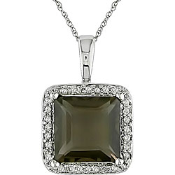 10k Gold Smokey Quartz and 1/10ct TDW Diamond Necklace