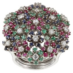 18k Gold Gemstone and 1ct TDW Diamond Estate Ring (K, SI2) (Size 5.5)