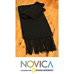 Alpaca Wool 'Snug Black' Scarf (Peru).