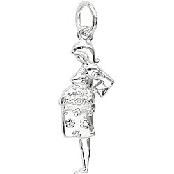 Sterling Silver 'Pregnant Mom' Charm