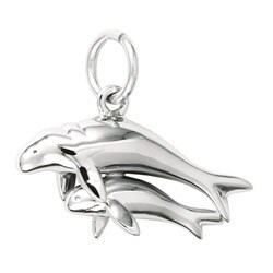 Sterling Silver 'Manatee and Baby' Charm