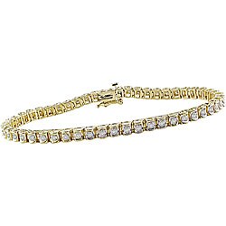 14k Yellow Gold 2ct TDW Diamond Tennis Bracelet (I-J, I2-I3)