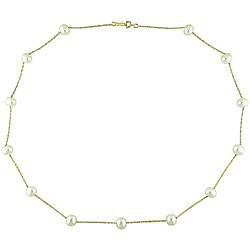 10k Gold Cultured Freshwater Pearl Necklace (5.5-6 mm) (Set of 6)
