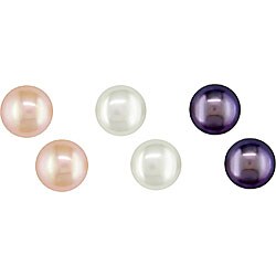 14k Yellow Gold Freshwater Pearl Earrings Set (6 mm) (Set of 6)