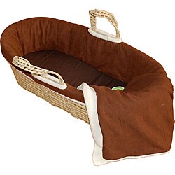 Sherpa Suede Chocolate Brown Blanket in Moses Basket