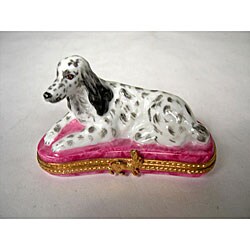 Limoges Hand-painted Hunting Dog Keepsake Box