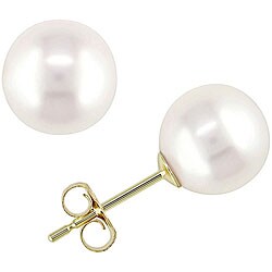 14k Yellow Gold Freshwater Pearl Stud Earrings (9-10 mm) (Set of 6)