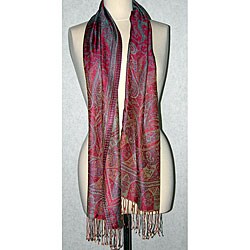 Silk Coral/ Turquoise Scarf (India)