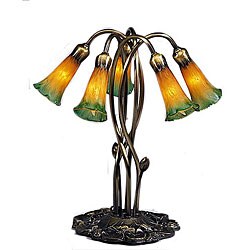 Lily Amber/ Green Tiffany-style Lamp