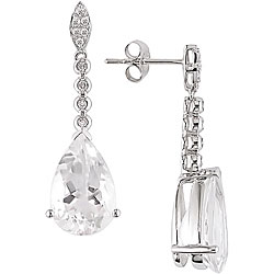 14k Gold 1/6ct TDW Diamond/ White Topaz Earrings