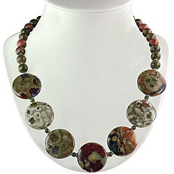 Handmade Silver Bead and Unakite Jasper Necklace (Thailand)