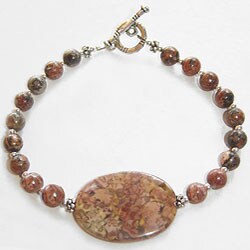 Handmade Pink Jasper and Silver Bead Bracelet (Thailand)