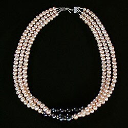 Handmade Silver and Pink/ Purple Pearl Necklace (Thailand)