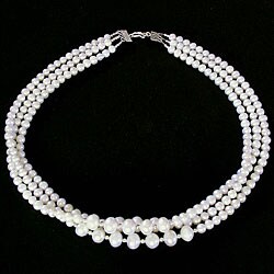 White Pearl and Silver Bead Necklace (Thailand)