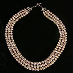 Silver and Pink Freshwater Pearl Necklace (Thailand)