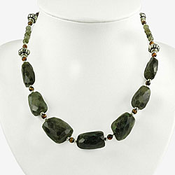 Handmade Silver Labradorite and Tiger's Eye Necklace (Thailand)