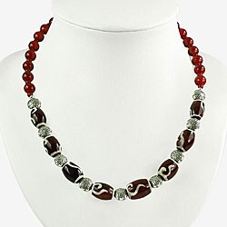 Silver Bead and Red Carnelian Necklace (Thailand)