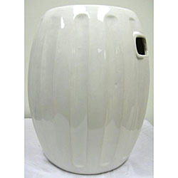 Pumpkin White Ceramic Garden Stool