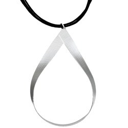 Argento Vino Sterling Silver Textured Teardrop Ribbon Necklace