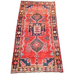 Persian Hamadan Red/ Brown Rug (4'4 x 8'8)