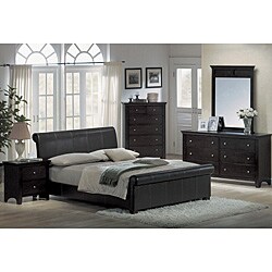 Contemporary Espresso Leather Queen-size Bedroom Set