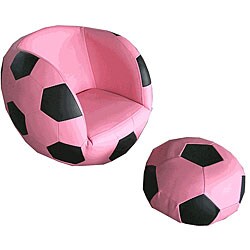 Girl's Soccer Chair and Ottoman Set