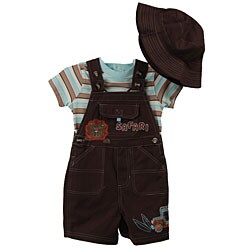 Baby Togs Infant Boy's 3-piece Safari Shirt and Overalls Set