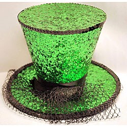 St. Patricks Day Green Mini Top Hat with Veil