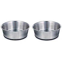 Rubber Bottom 52-ounce Dog Bowls (Set of 2)