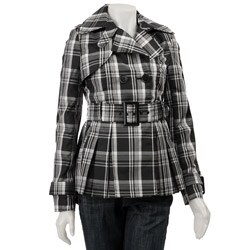 Coffee Shop Women's Buffalo Plaid Trench Coat