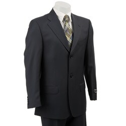 FINAL SALE Collezione Italia Men's Navy Tonal Stripe Wool 2-button Suit