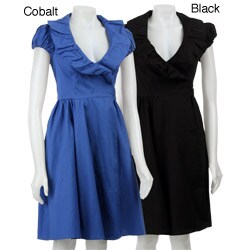 Necessary Objects Ruffle Trim Poplin Wrap Dress