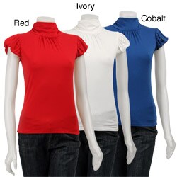 FINAL SALE Necessary Objects Junior's Ruched Turtleneck Top