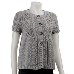 MICHAEL Michael Kors Women's Short-sleeve Diamond Cable Sweater