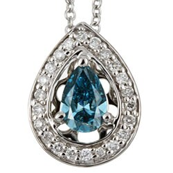 14k Gold 7/8ct TDW Irridated Blue/ White Diamond Necklace (G-H, I1)