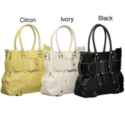 MAXX NY Modern Leather Belted Tote Bag