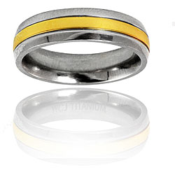 Titanium Two-tone Men's Grooved Band