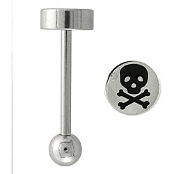 Steel Etched Skull and Crossbones Logo Barbell