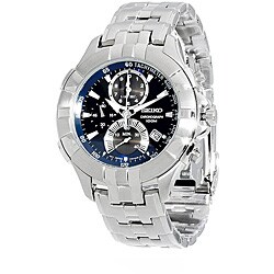 Seiko Men's Stainless Steel Black Dial Chronograph Watch