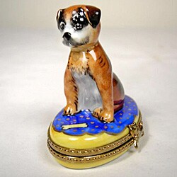 Limoges Hand-painted Boxer Dog Keepsake Box