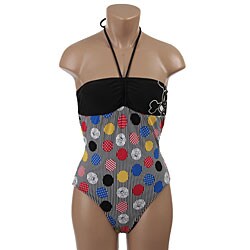 Paul Frank Women's Skull Print Bandeau One-piece Swim Suit