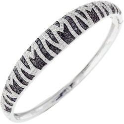 14k Gold 2 1/7ct TDW Black/ White Diamond Bangle (H-I, I2-I3)